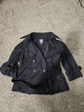 A/X Armani Exchange Women's Black Double-Breasted Trench Jacket